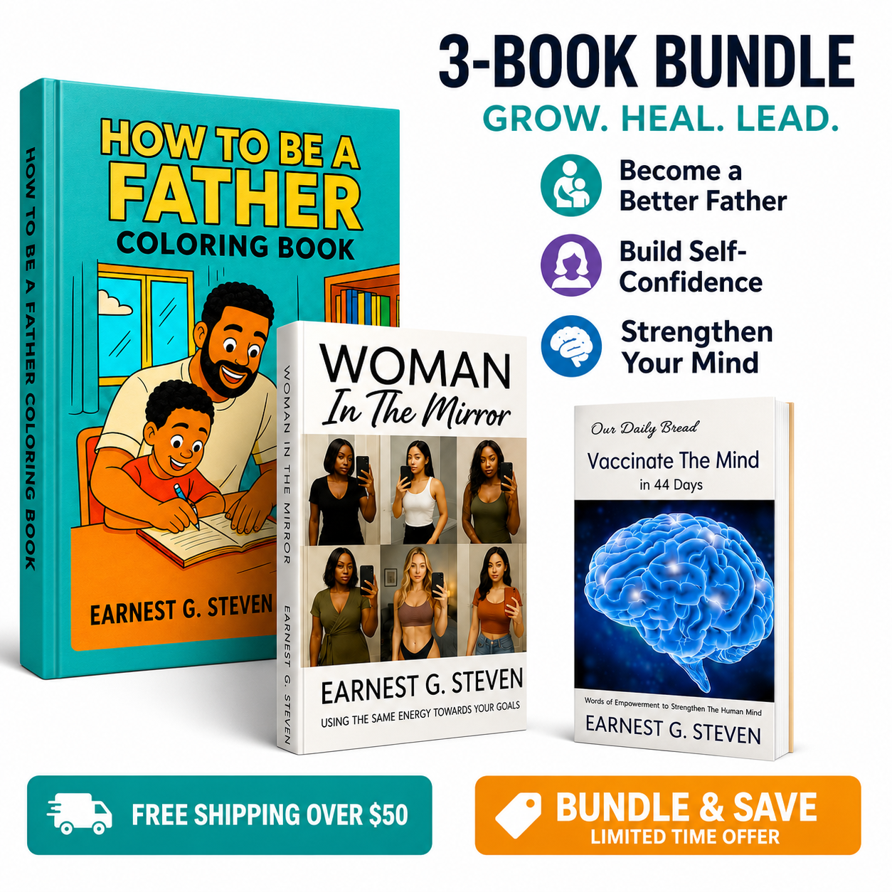 How To Be A Father Coloring Book + Woman In The Mirror + Vaccinate The Mind in 44 Days (3-Book Bundle)